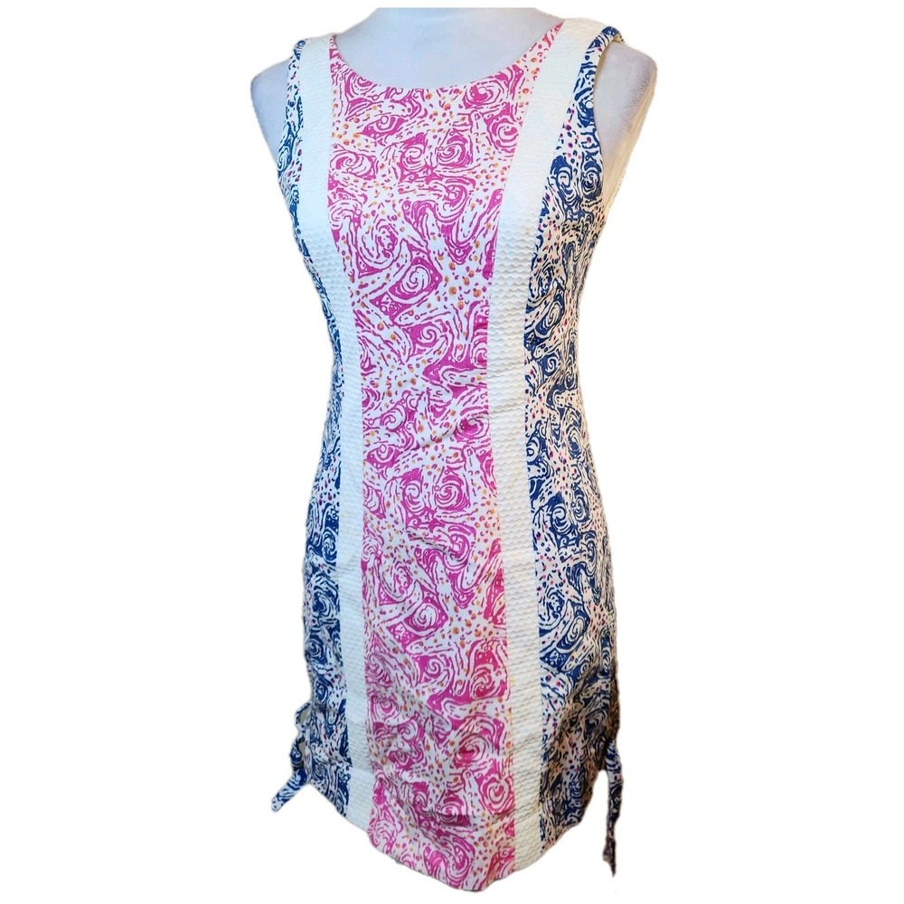 Lilly Pulitzer Dobby Shift Dress Delia Indigo‎ Star Crush Print Womens Size 0